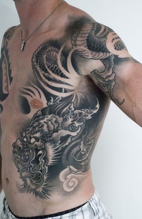 Japanese style dragon tattoo on ribs #japanese #tattoos #ideas Dragon Tattoo On Ribs, Rib Cage Tattoo, Cage Tattoo, Rib Tattoos For Guys, Japanese Tattoos For Men, Dragon Tattoos For Men, Cage Tattoos, Dragon Sleeve, Japanese Tattoo Symbols