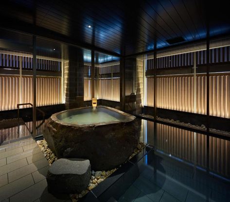 Indoor Japanese Garden, Japanese Spa, Onsen Bath, Onsen Ryokan, Japanese Onsen, Indochine Style, Outdoor Baths, Atami, Japan Architecture