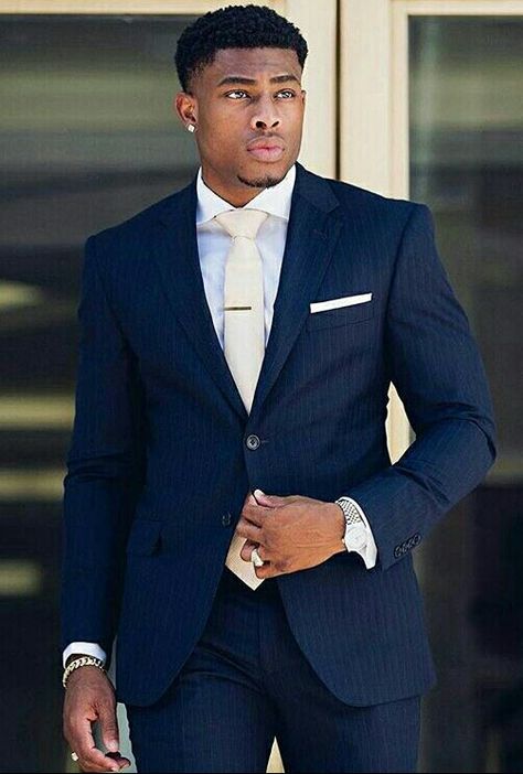 Men Suite Ideas, Monochrome Navy Suit Men, Black Man Blue Suit, Navy Luxury Suit For Semi-formal Occasions, Blue Notch Lapel Suit For Black-tie Events, Midnight Blue Suit, Black Men Suits, Black Suit Men, Blue Suits