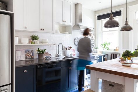 A Bright, Warm, Well-Lived Montreal Home Kitchen Repaint, Mexican Kitchen Style, Indigo Rug, Kitchen 2022, White Laundry Rooms, Lower Cabinets, Repeat After Me, Study Art, Mexican Kitchens