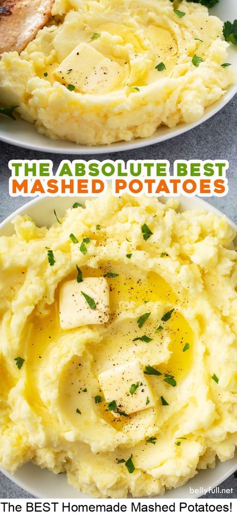 This is the best homemade mashed potatoes recipe! Using yukon gold potatoes, butter, milk, sour cream, and seasonings, you end up with a creamy, flavorful, easy side dish for any weeknight dinner! #thanksgiving Homemade Mashed Potatoes Easy, Best Mash Potato Recipes, Best Homemade Mashed Potatoes, Boxed Mashed Potatoes, Best Garlic Mashed Potatoes, Homemade Mashed Potatoes Recipe, Best Mashed Potatoes Ever, Best Christmas Dinner Recipes, Mashed Potatoes Recipe Easy