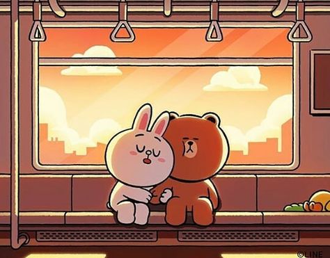 CONY😝 on Instagram: “Just a perfect day 💕 #HappyMoment #AfterDate  #love #lovely #subway #couplelife #couplegoals #together #MyPillow  #BROWN #SALLY #CONY…” Cony Wallpaper, Brown And Cony, Bear And Bunny, Line Friends, A Perfect Day, Perfect Day, On Instagram, Instagram