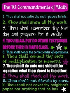 ★♥★ #Maths - Ten #Commandments of Math  ★♥★  New version  #numbers #Math #learning #logic #games   #Mathematic #OMG #WTF #number #science #theory #tips #Trick #Goodies #Stuff #weird #bizarre  #Funny #Fun #amazing Maths Paper, Math Posters, Math Quotes, Math Geek, The Ten Commandments, Math Jokes, Math Poster, 10 Commandments, 6th Grade Math