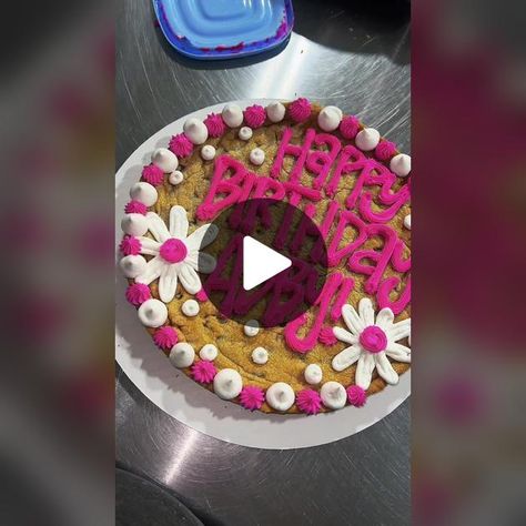 TikTok · shug’s Hayley Cakes And Cookies, Barbie Cookie Cake, Preppy Cookie Cake, Pink Cookie Cake, Birthday Cookie Cake Designs, Preppy Birthday Cake, Birthday Cookie Cake, Preppy Birthday, Cookie Cake Designs