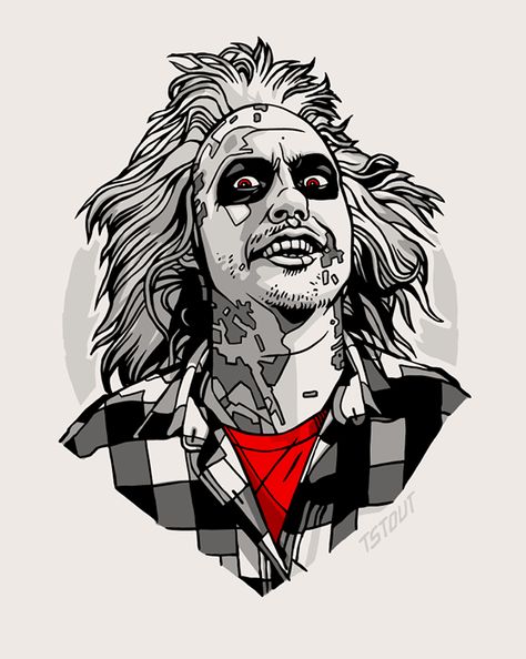 Beetlejuice Art Drawings, Beetlejuice Drawings, Beetle Juice Drawing, Beetlejuice Tattoo Ideas, Beetlejuice Drawing, Beetlejuice Art, Beetlejuice Tattoo, Tim Burton Tattoo, Beetlejuice Cartoon