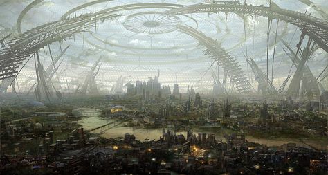 Sci Fi Dome City, Domed City Concept Art, Dome City Concept Art, Domed City, Bio Dome, Fantasy Cities, Scenery Ideas, Art Scenery, Sci Fi Landscape