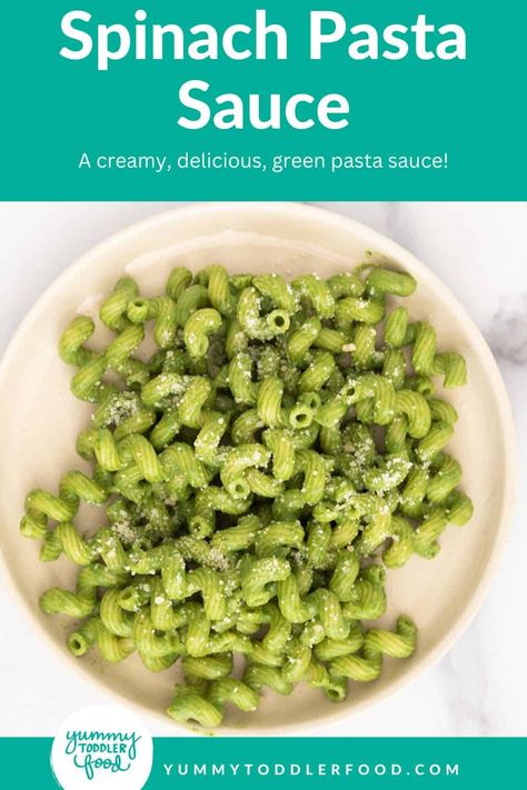 Broccoli Spinach Pasta Sauce, Creamy Green Pasta, Spinach Pasta Sauce Recipes, Veggie Packed Pasta Sauce, Spinach Blw, Spinach Sauce For Pasta, Pasta Spinach Recipes, Creamy Pea Pasta, Baby Pasta Sauce