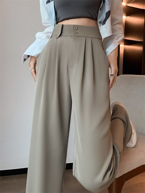 Women Baggy Pants, Korean Fashion Pants, Pants Korean, Pants Women Fashion, White Trousers, Stylish Pants, Trendy Winter, High Street Fashion, Modest Fashion Outfits