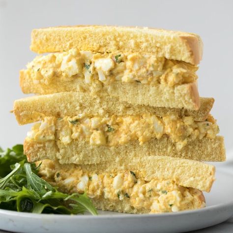 Egg Salad Ingredients * 12 eggs * 1/2 cup Miracle Whip * 1/3 cup yellow mustard * 1/3 cup sweet pickle relish * 2 teaspoons steak sauce * 1/2 teaspoon KFC spice or paprika * 1 teaspoon sugar * 2 dashes Firelli Italian hot sauce Makes 12 to 14 servings Egg Salad Sandwich, Pain Pita, Egg Salad Sandwiches, Sandwich Fillings, Egg Salad Recipe, Sweet Pickles, Steak Sauce, Easy Eggs, Salad Sandwich