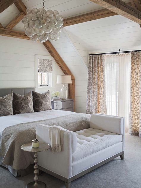 Check out the pillows, roman shade, drapery panels, and sheers.  I love all the elements and layers! Feature Wall Bedroom, Interior Design Per La Casa, Transitional Bedroom, Coastal Bedrooms, Bedroom Retreat, Dreamy Bedrooms, Beautiful Bedrooms, Bedroom Styles, Luxury Interior Design