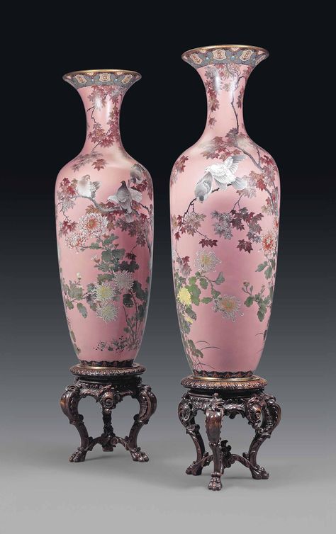 Pink Ground, Large Ceramic Vase, Asian Vases, Japanese Vase, Meiji Period, Chinese Vase, Asian Decor, Unique Vases, Jar Vase