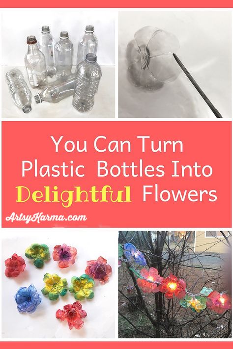 Plastic Bottle Crafts Flowers, Diy Recycle Plastic, Fairy Lights Diy, Water Bottle Flowers, Recycle Water Bottles, Water Bottle Crafts, Reuse Plastic Bottles, Lights Diy, Plastic Bottle Flowers