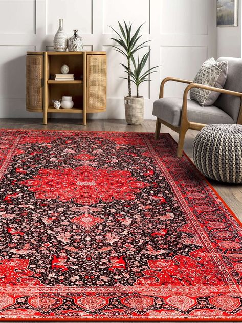 Iranian Inspired Regional Carpet With Vintage Style Classical - Etsy Kid Friendly Rugs, Rug Aesthetic, Classic Rug, Classic Rugs, Rug For Living Room, Bedroom Aesthetic, Orange Rugs, Red Rug, Organic Rug