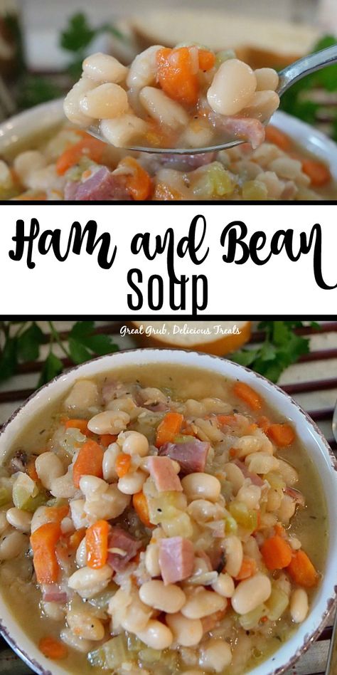 Ham Beans, Ham And Bean, Homemade Ham, Navy Beans, Leftover Ham Recipes, Medicine Tips, Potluck Party, Carrots Celery, Homemade Soup Recipe