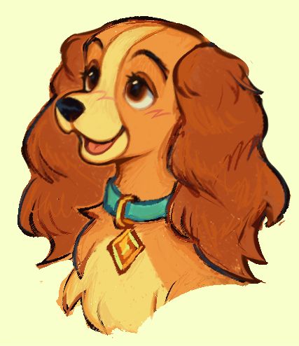 Dog Art Cartoon, Disney Dog Characters, Lady Disney Dog, Peg Lady And The Tramp, Lady And The Tramp Sketch, Lady And The Tramp Fanart, Disney Cartoon Characters Drawing, Disney Dogs Drawing, Lady And The Tramp Drawing