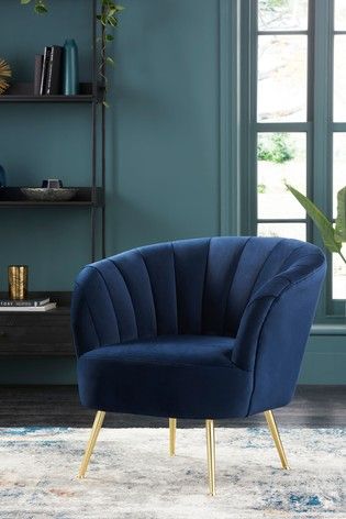 Opulent Velvet Dark Navy Stella Accent Chair With Gold Finish Legs Living Room Designs India, Blue Accent Chairs, Bedrooms Decor, Blue Sofa, Blue Chair, Master Bedrooms, Stylish Bedroom, Green Chair, Beautiful Chair