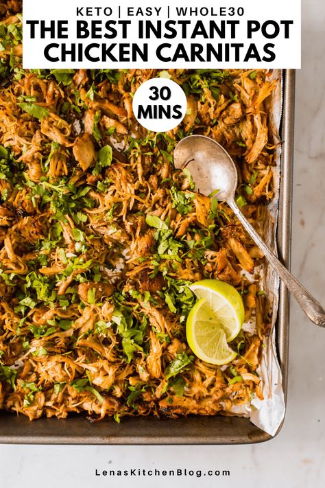 These are, without a doubt, The Best Instant Pot Chicken Carnitas ever! Made quickly in the pressure cooker, the shredded chicken turns out juicy, tender, and crispy every time. Perfect for tacos, quesadillas, burrito bowls, and more. Taco Quesadillas, Cooking Vibes, Chicken Carnitas, Mexican Shredded Chicken, Shredded Chicken Tacos, Mexican Chicken Recipes, Weekly Meal Prep, Carnitas Recipe, Shredded Chicken Recipes