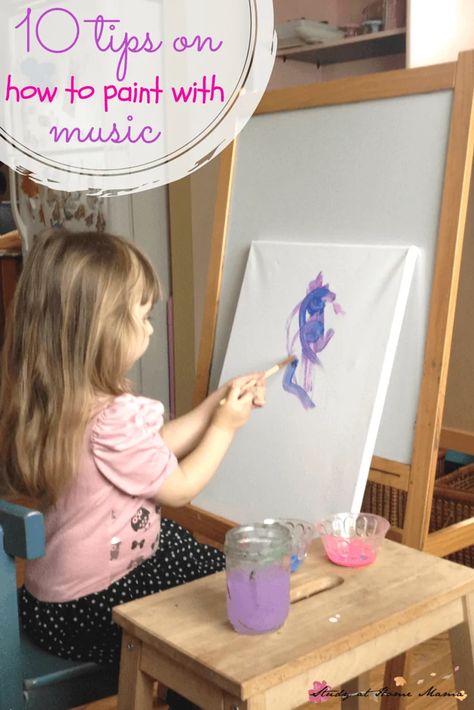 10 Tips on How to Paint to Music ⋆ Sugar, Spice and Glitter Painting To Music, Ecse Classroom, Gecko Art, Toddler Music, Art Provocations, Zumba Kids, Open Ended Art, Kindergarten Music, Music Study