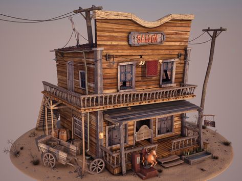 ArtStation - SALOON, Francisco Pando Old Western Towns, Old West Town, Western Saloon, Planet Coaster, Old Western, West Town, Western Town, Yoga Burn, Wilde Westen