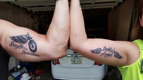 Father Daughter second tat. :) Stepdad And Daughter Tattoos, Funny Father Daughter Tattoos, Matching Father Daughter Tattoos Meaningful, Daughter And Father Tattoos, Matching Tattoos Father Daughter, Daddy And Daughter Tattoos, Matching Father Daughter Tattoos, Father Daughter Tattoos Matching, Father Daughter Tattoos Meaningful