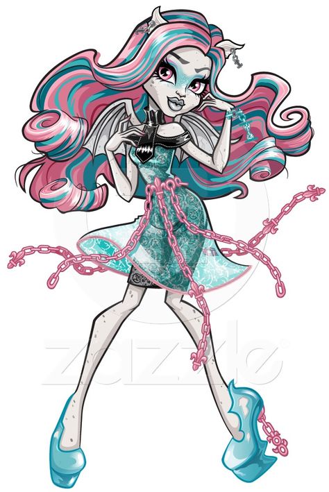 Monster High Haunted Rochelle Goyle Artwork Rochelle Goyle, Pink Hair, Monster High, A Girl, Hair, Pink, Blue