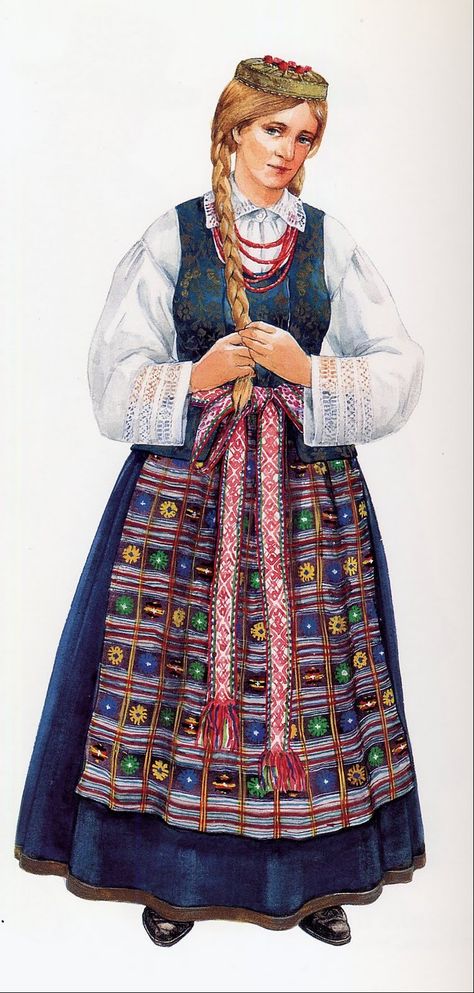 FolkCostume&Embroidery: Introduction to LIthuanian Costume Lithuanian Clothing, Lithuanian Culture, Popular Costumes, Baltic Countries, Baltic States, Folk Clothing, National Dress, Woman Dresses, Folk Dresses