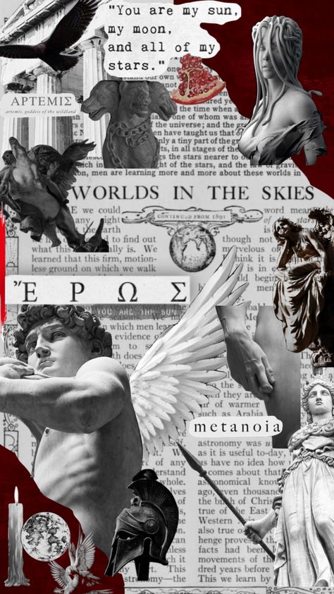 Prometheus Wallpaper Greek, Greek God Collage, Modern Greek Mythology Aesthetic, Greek Mythology Scrapbook, Greek Mythology Moodboard, Greek Mythology Wallpaper Iphone, Aesthetic Greek Mythology Wallpaper, Greek Tragedy Aesthetic, Greek Mythology Collage