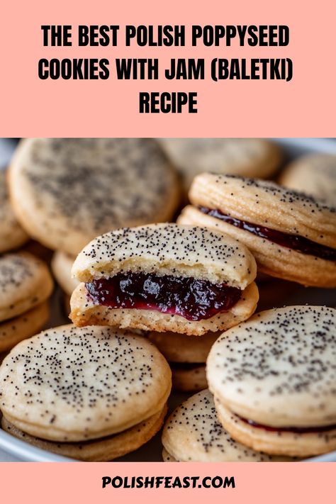 Christmas Sandwich Cookies Recipes, Scandinavian Cookies Recipes, Poppyseed Cookies Recipe, Polish Deserts, Holiday Cookie Exchange Recipes, Polish Snacks, Jam Cookies Recipe, Poppyseed Cookies, Poppy Seed Recipes