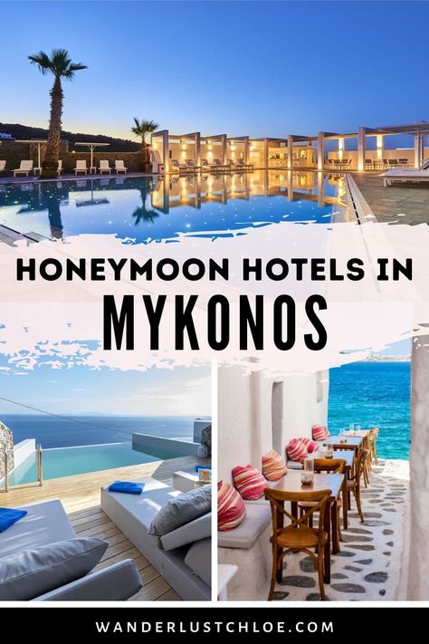 The Best Honeymoon Hotels In Mykonos - 2021 Guide Mykonos Greece Honeymoon, Honeymoon House, Beach Shacks, Europe Honeymoon, Greece Honeymoon, Mykonos Hotels, Infinity Pools, Greece Hotels, Mykonos Town