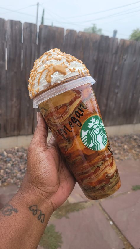 Starbucks plastic cold cup with coffee swirl design and removable faux whipped topper. Faux Starbucks Drinks, Starbucks Secret Menu Recipes, Cold Starbucks Drinks, Secret Starbucks Recipes, Iced Starbucks Drinks, Coffee Recipes Starbucks, Secret Starbucks Drinks, Starbucks Secret Menu Drinks, Starbucks Coffee Drinks