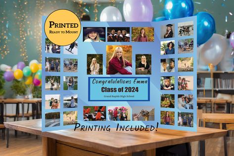 Graduation Photo Boards, Displaying Graduation Pictures, Tri Fold Poster Board, Picture Poster Board Ideas, Trifold Board, Tri Fold Poster, Kind Photo, Photo Board, Graduation Photo