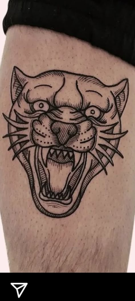 Bold Line Tattoo, Puma Tattoo, Been Tattoo, Traditional Black Tattoo, Line Tattoo Ideas, Western Tattoos, S Tattoos, Original Tattoos, Dagger Tattoo