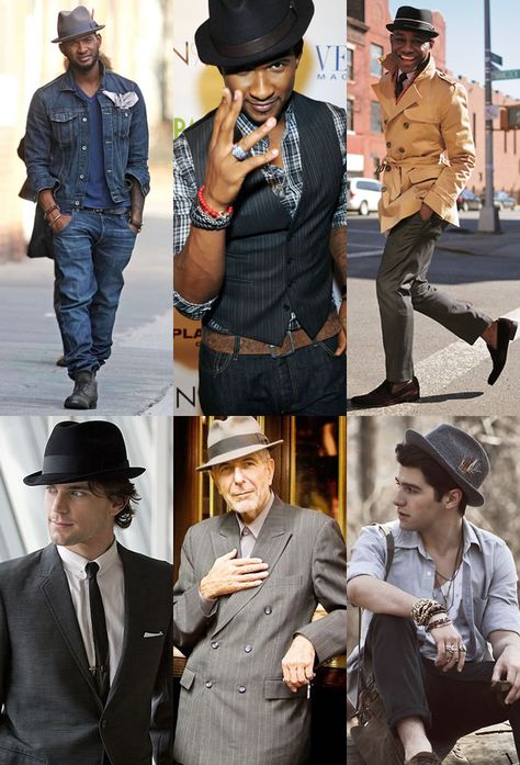 fedora lookbook Mens Hats Fashion Fedoras, Trilby Hat Men, Trilby Hats, Mens Beach Style, Mens Fashion Suits Casual, Mens Winter Fashion Outfits, Mens Fashion Swag, Mens Fashion Vintage, Smart Casual Menswear