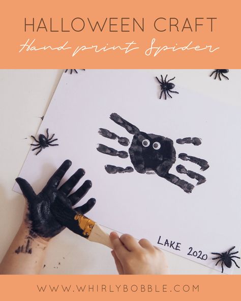 Halloween Diy Toddler, Spider Handprint Craft, Spider Crafts Preschool, Fun Art Ideas, The Very Busy Spider, Spider Activities, Spiders Halloween, Paw Print Art, Spider Baby