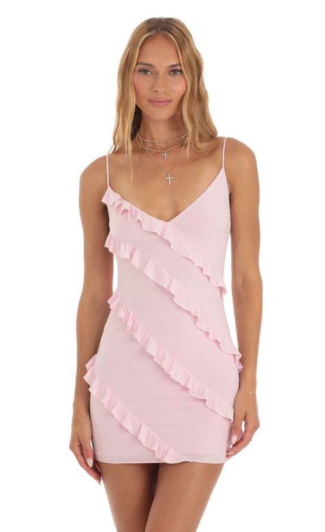 Ruffle Mini Dress in Pink #dresstoimpress #dresstoimpressideas #outfits #dtiyschallenge #roblox #picnic\. Find out more here 👉 https://whispers-in-the-wind.com/ultimate-guide-dress-to-impress-for-every-occasion/?impress63 Backless Party Dress, Cute Formal Dresses, Cute Homecoming Dresses, Mini Bodycon Dress, Grad Dresses, Ruffle Mini Dress, Hoco Dresses, Dress Summer, Cami Dress