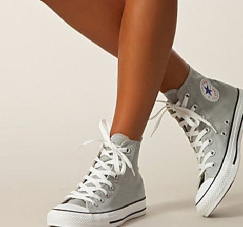 ~lilamoriarty~ Gray Shoes, Cheap Converse High-top Sneakers With Round Toe, Gray Converse, Light Grey Converse, Converse High-top Cotton Sneakers, Casual Gray Converse High-top Sneakers, Converse All Star Grey High Tops, Grey High Top Converse, Converse Gray High-top Sneakers With Round Toe