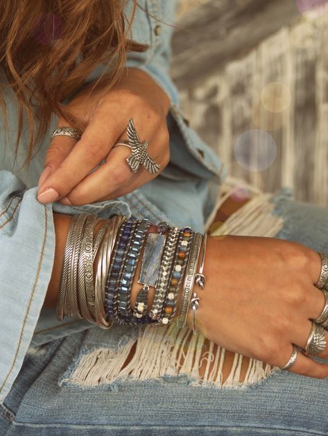 CLICK pic and apply coupon code PIN15 to save 15% on wrap bracelets and stacking bangles by HappyGoLicky Bangle Photography, Mundo Hippie, Bracelets Outfit, Collar Hippie, Boho Bracelets Stack, Kyanite Bracelet, Stacking Bangles, Boho Wrap Bracelet, Festival Style