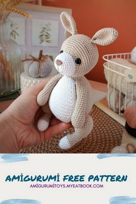 Amigurumi Kangaroo Free Pattern Crochet Kangaroo Free Pattern Amigurumi, Kangaroo Crochet Pattern Free, Amigurumi Kangaroo, Kangaroo Crochet, Kangaroo Tail, Crochet Kangaroo, Minion Pattern, Bird Free, Animal Crochet