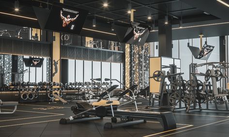 Garden city Gym on Behance Equinox Gym, Commercial Gym Design, Fitness Center Design, Small Home Gym Ideas, City Gym, Dream Home Gym, Dream Gym, Gym Design Interior, Small Home Gym