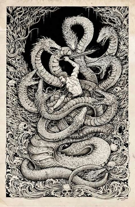 Hydra Monster, Lernaean Hydra, Labors Of Hercules, Monster Tattoo, Greek Mythology Tattoos, Kerby Rosanes, Mythology Tattoos, 2160x3840 Wallpaper, Greek Tattoos