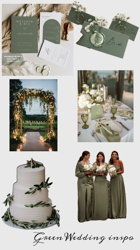 #wedding #greenery #inspiration Olive Green Wedding Reception, Olive Green Wedding Ideas, Army Green Wedding, Olive Green Wedding Decor, Green Wedding Color Schemes, Wedding Olive Green, Shades Of Green Wedding, Olive Green Wedding, Hunter Green Wedding