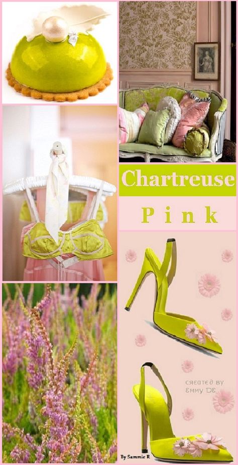 Chartreuse and Pink By Sammie R Chartreuse And Pink Color Palette, Lavender And Chartreuse, Chartreuse Color Palette Clothes, Chartreuse Aesthetic, Chartreuse Color Palette, Chartreuse And Pink, Greece Fashion, Chartreuse Color, Painted Cupboards