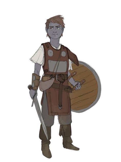 Half-orc fighter by Varbas on DeviantArt Half Orc Kid, Half Orc Fighter, Dnd Orc, Arcane Trickster, Half Orc, Orc Warrior, Goblin Art, Classic Rpg, Myths & Monsters