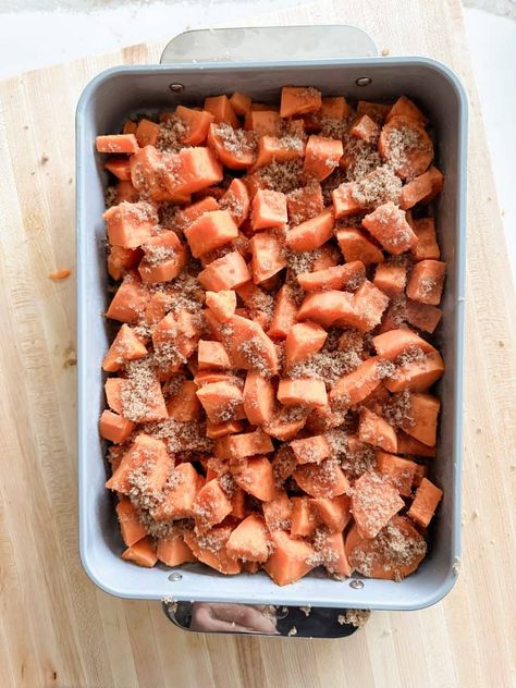 Sweet Potatoes with Pineapple - Lovely Delites Sweet Potato Pineapple Recipes, Sweet Potatoes With Pineapple, Sweet Potato Pineapple, Lovely Delites, Canned Yams, Boiling Sweet Potatoes, Mini Pecan Pies, Vegan Marshmallows, Chopped Pineapple