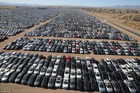 Shocking images have emerged showing lines of cars stretching out as far as the eye can see in the Californian desert Car Dump, Diesel Cars, Vw Cars, Abandoned Cars, Once In A Lifetime, Graveyard, Open Air, Old Cars, Volkswagen