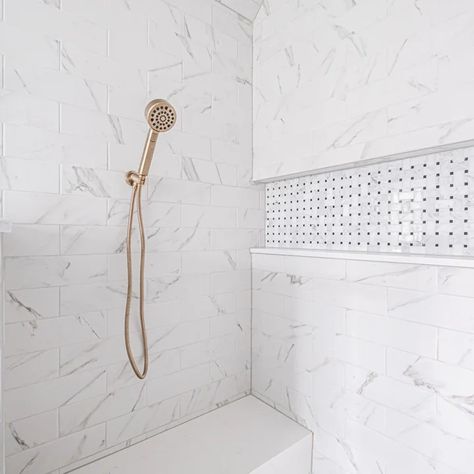 Los Altos Bathroom Remodel, shower over tub, tile niche - Contemporary - Bathroom - San Francisco - by Bill Fry Construction - Wm. H. Fry Const. Co. | Houzz Large Shower Niche, Shower Over Tub, Tile Niche, Master Bath Tile, Bath Tile, Tub Tile, Bath Tiles, Shower Niche, Bathroom Remodel Shower