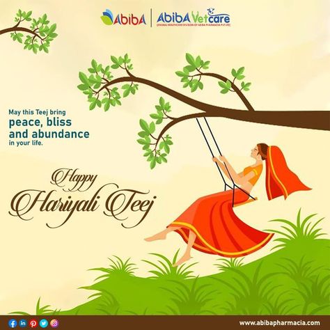 Abiba Pharmacia wishes you a happy and prosperous Teej. May this Teej bring you peace, bliss, and good health. Happy Hariyali Teej 2021 Haryali Teej, Happy Hariyali Teej, Bridge Wallpaper, Love And Happiness, Indian Snacks, Cat Party, Festival Vibes, Good Health, Good Morning Quotes