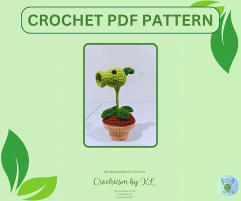 CROCHET PDF PATTERN: "PEASHOOTER PVZ" plus a BONUS PATTERN of "SNOW PEA PVZ" - CrocheismKL's Ko-fi Shop Snow Peas, Goods And Services, Handmade Art, Peas, Pdf Pattern, How Are You Feeling, Amigurumi, Crochet Patterns, The Creator