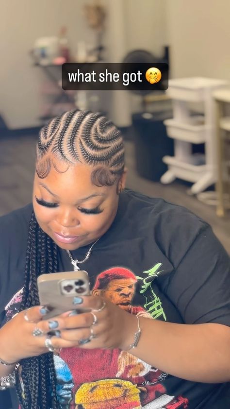 Inspired by my girl @laidbylanaaa she clowned on latto braids, i just had to do them justice!! On my beautiful client @styledby_yorke… | Instagram Medusa Stitch Braids, Curvy Stitch Braids, Long Stitch Braids With Design, 12 Stitch Braids With Design, Bohemian Stitch Braids, Braided Hairstyles Cornrows, Stitch Braids With Design, Freestyle Stitch Braids, Bhaddie Hairstyle