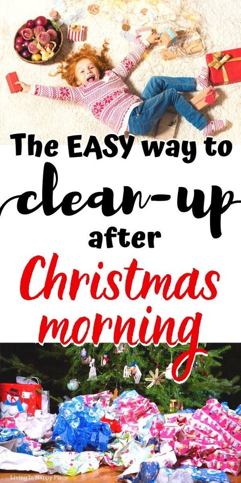 Overwhelmed by the Christmas morning aftermath? Don't know where to start cleaning? I use this simple system to clean the living room after Christmas every year. Make clean up and toy sorting easy using a few steps to declutter the mess so you can get back to your Christmas holiday break! #organizstion #declutter #easy #Christmasmess #Chrsitmas #holiday #motherhood #momlife #livinginhappyplace Cleaning Up After Christmas, Cleaning Kids Room, Holiday Cleaning, Kids Cleaning, Start Cleaning, Cleaning Toys, Christmas On A Budget, Holiday Break, Mom Stuff